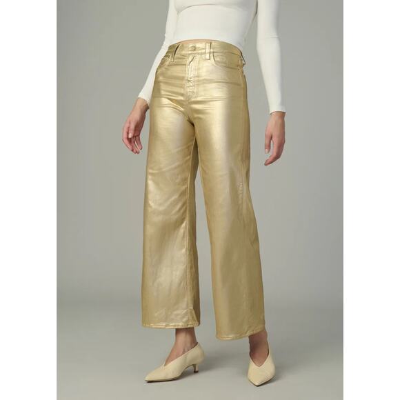 Joes Jeans The Mia High Rise Wide Ankle Jeans Gold Foil 27 - Picture 2 of 15